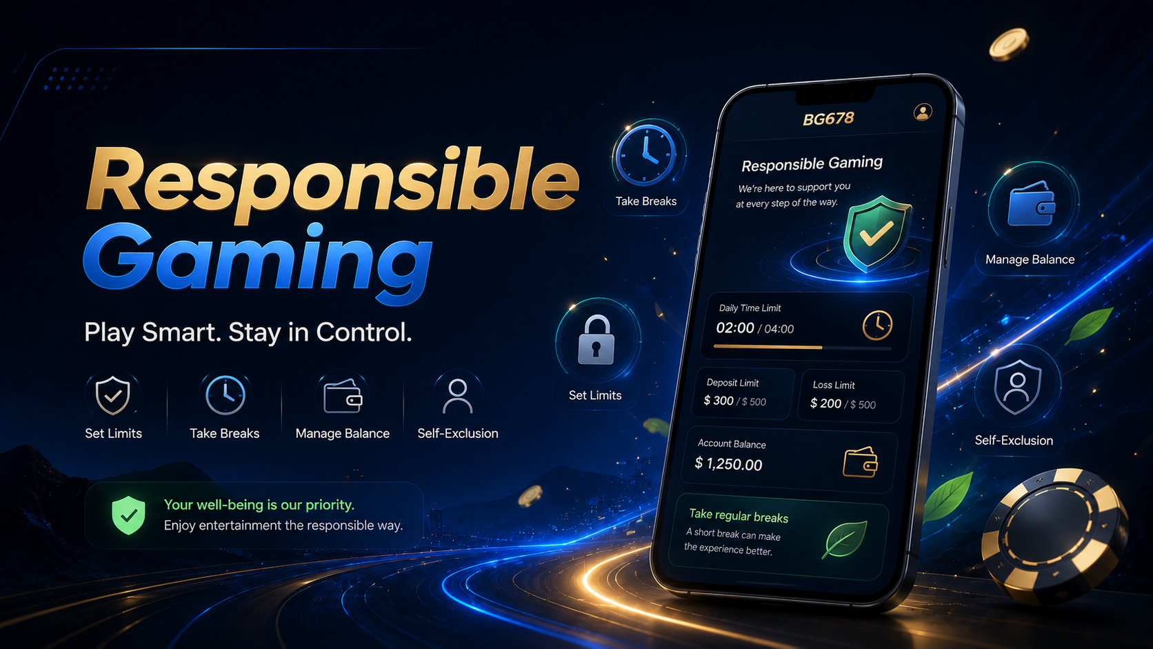 BG678 responsible gaming and safer play guidance